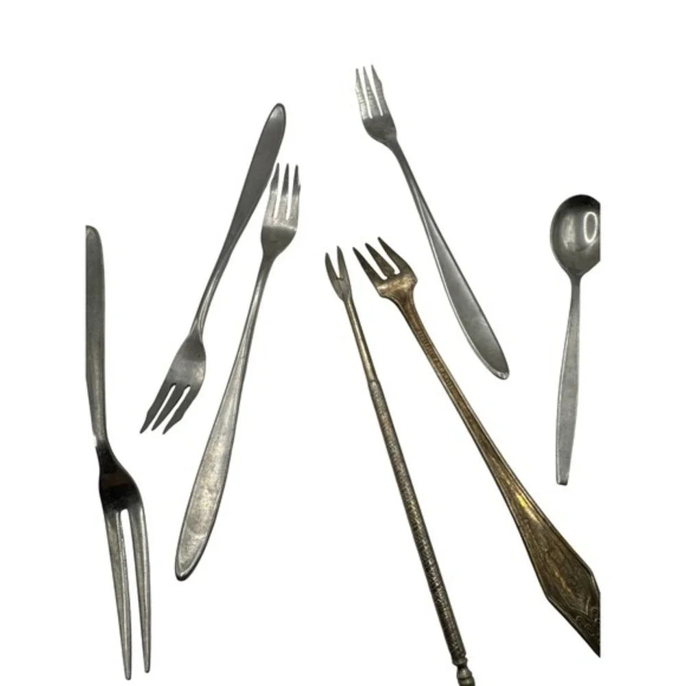 Vintage Cocktail Forks Appetizer Seafood Fork Set‎ Stainless Steel Lot
